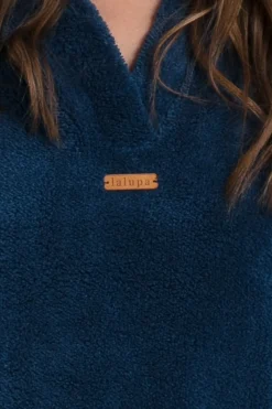 Pluszowa bluza oversize z kieszenią kangurek - granatowa