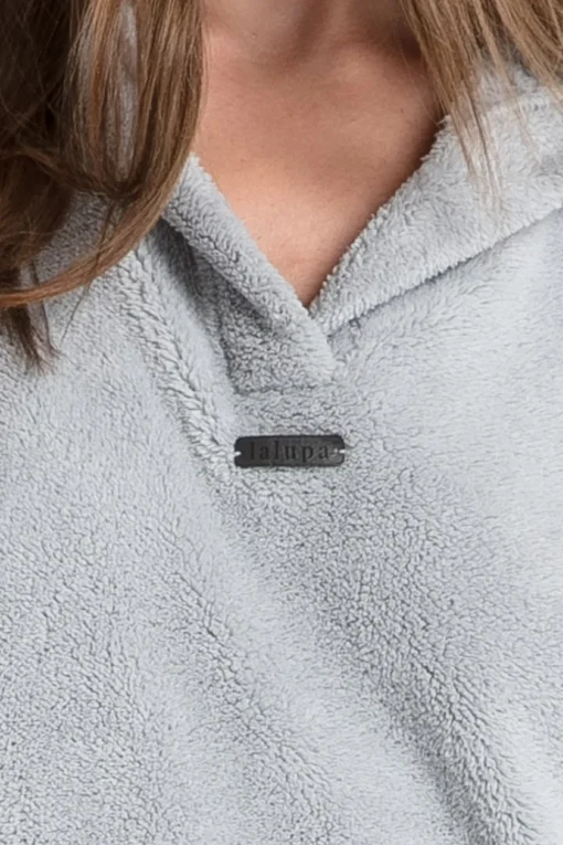 Pluszowa bluza oversize z kieszenią kangurek - popielata