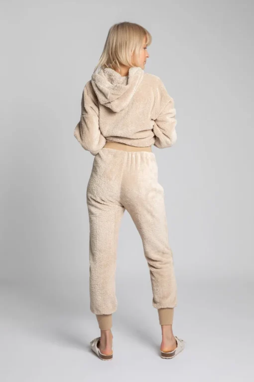 Pluszowe spodnie joggery - cappuccino