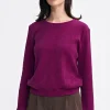 Prążkowana bluza z długim rękawem - purpurowa