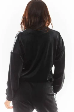 Prosta bluza z lampasami - czarna