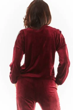Prosta bluza z lampasami - bordowa