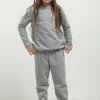 Prosta bluza ze stójką dla dziewczynki - jasnoszara