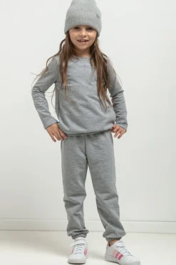 Prosta bluza ze stójką dla dziewczynki - jasnoszara