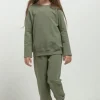 Prosta bluza ze stójką dla dziewczynki - zielona