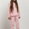 Prosta bluza ze stójką dla dziewczynki - jasnoróżowa
