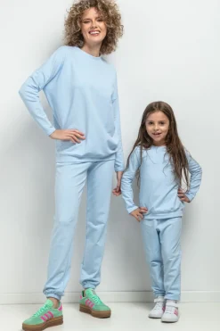 Prosta bluza ze stójką dla dziewczynki - jasnoniebieska