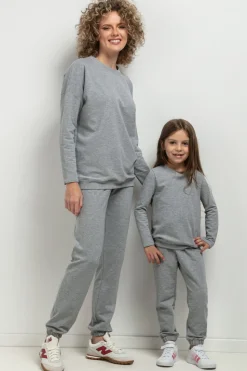 Prosta bluza ze stójką dla dziewczynki - jasnoszara