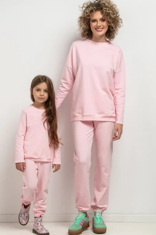 Prosta bluza ze stójką dla dziewczynki - jasnoróżowa