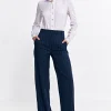 Spodnie bootcut z szerokimi nogawkami – granatowe