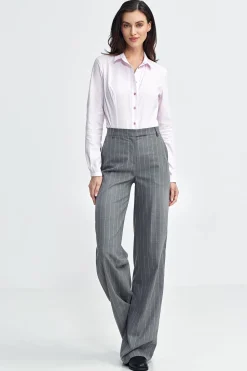 Spodnie bootcut z szerokimi nogawkami – szare