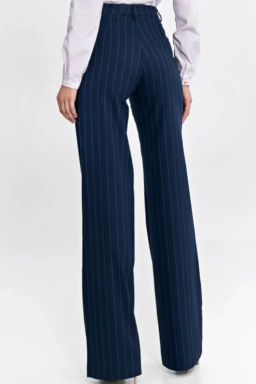 Spodnie bootcut z szerokimi nogawkami – granatowe