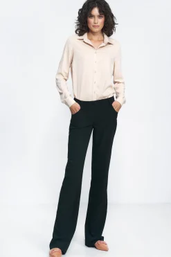 Spodnie damskie typu bootcut - czarne