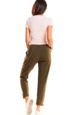 Spodnie dresowe rurki - khaki