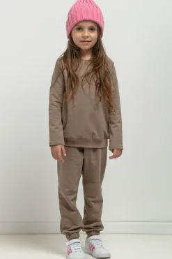 Spodnie dresowe typu jogger dla dziewczynki - cappuccino