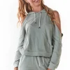 Stylowa bluza z wycięciami na ramionach - miętowa