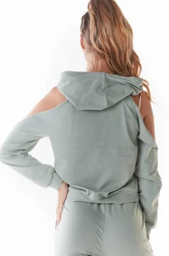 Stylowa bluza z wycięciami na ramionach - miętowa