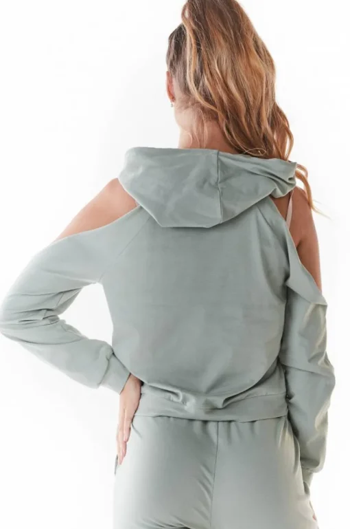 Stylowa bluza z wycięciami na ramionach - miętowa