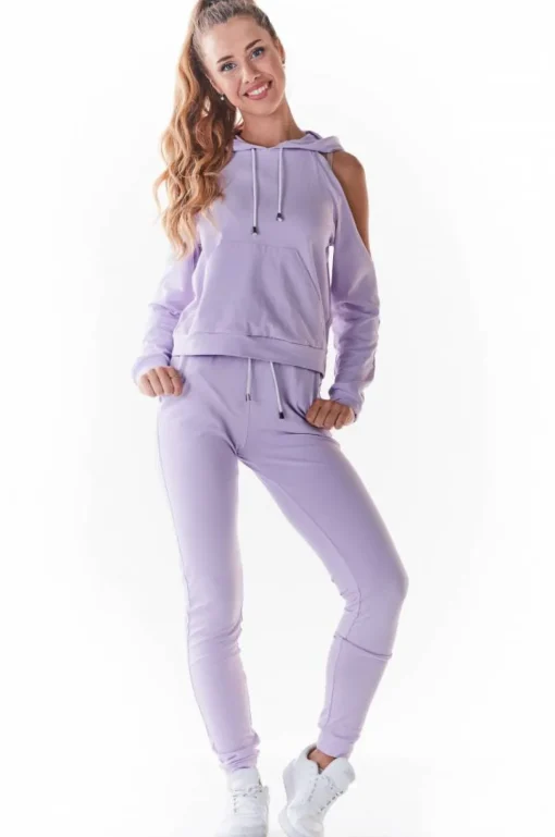 Stylowa bluza z wycięciami na ramionach - fioletowa