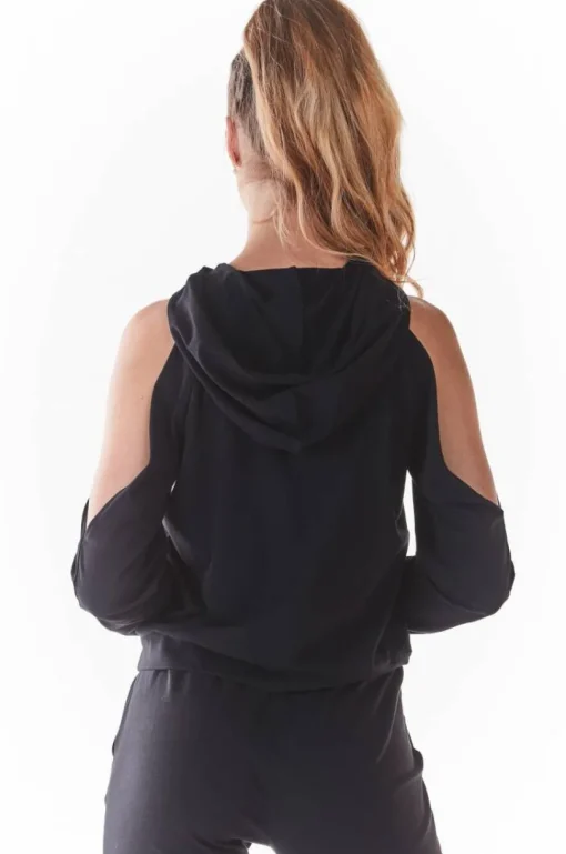 Stylowa bluza z wycięciami na ramionach - czarna