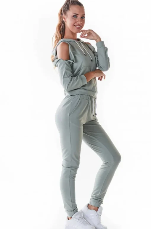 Stylowa bluza z wycięciami na ramionach - miętowa