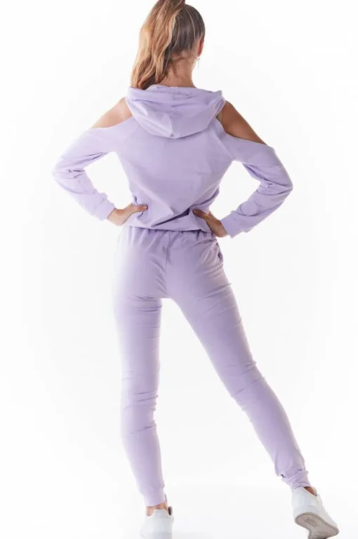 Stylowa bluza z wycięciami na ramionach - fioletowa
