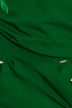 Sukienka dresowa z dekoltem na plecach - zieleń butelkowa