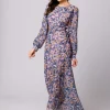 Sukienka maxi w kwiaty z odkrytymi plecami - model 2