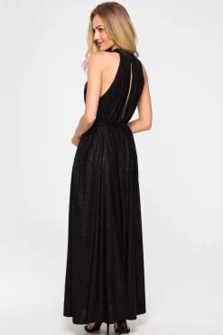 Sukienka maxi z dekoltem typu halter - czarna