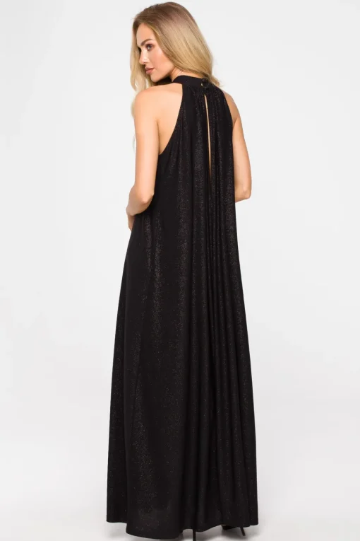 Sukienka maxi z dekoltem typu halter - czarna