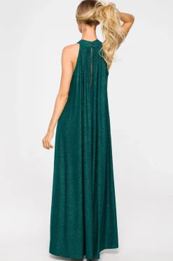 Sukienka maxi z dekoltem typu halter - szmaragdowa