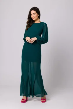 Sukienka maxi z odkrytymi plecami - zielona