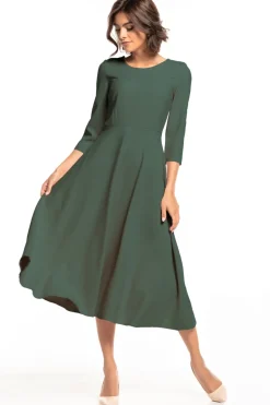 Sukienka maxi z rękawem 3/4 - khaki