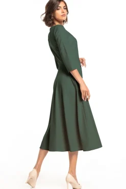 Sukienka maxi z rękawem 3/4 - khaki