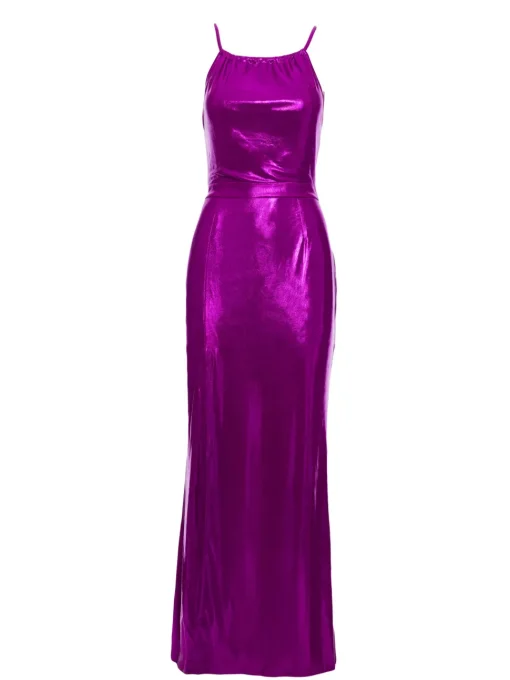 Sukienka maxi z wysokim rozcięciem - purpurowa