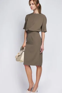 Sukienka mini z luźną górą - khaki