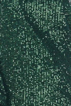 Sukienka mini z rękawem kimono - zielona-cekiny