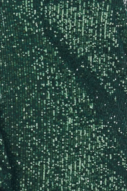 Sukienka mini z rękawem kimono - zielona-cekiny