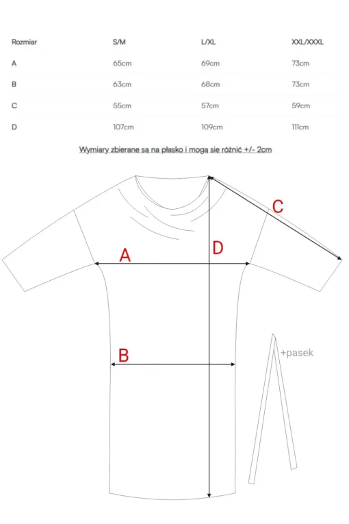 Sukienka oversize z paskiem w talii - szara