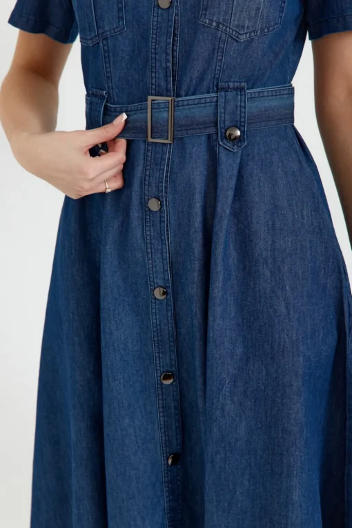 Sukienka rozkloszowana midi - denim