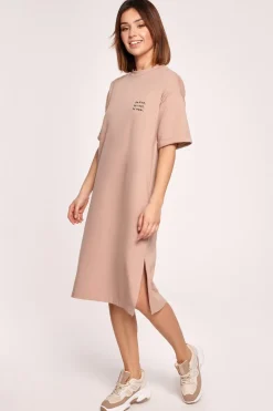 Sukienka t-shirtowa midi - mokka