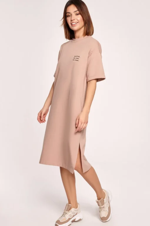 Sukienka t-shirtowa midi - mokka