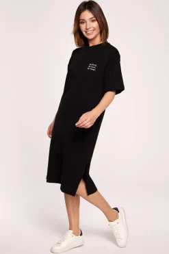 Sukienka t-shirtowa midi - czarna