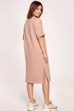 Sukienka t-shirtowa midi - mokka