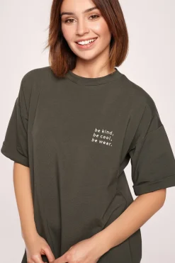 Sukienka t-shirtowa midi - militarno-zielona
