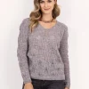 Sweter ażurowy w warkocze – szary