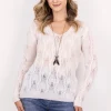 Sweter ażurowy w warkocze – ecru