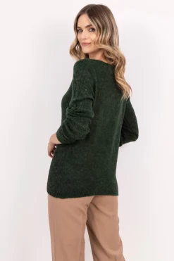 Sweter damski z warkoczami – zielony