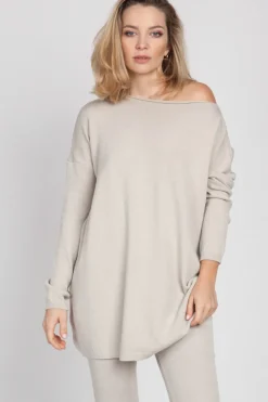 Szeroka bluza dzianinowa - beżowa