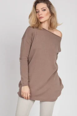 Szeroka bluza dzianinowa - mocca